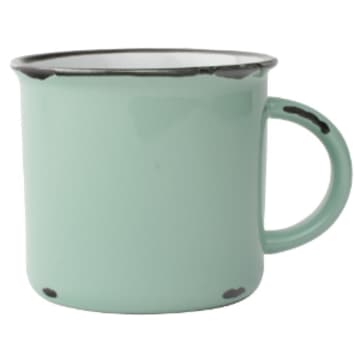 Blassgrüne Vintage-inspirierte Tinware-Tasse