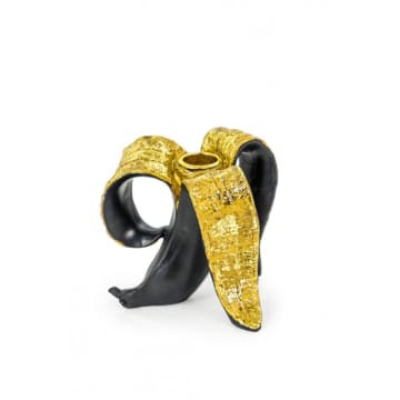 Peeled Glam Banana Candle Holder In Gold And Black