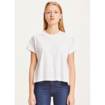 Violet Loose Roll Up T Shirt Bright White