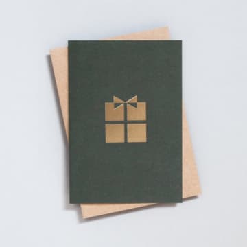 Foil Blocked Present Card In Green