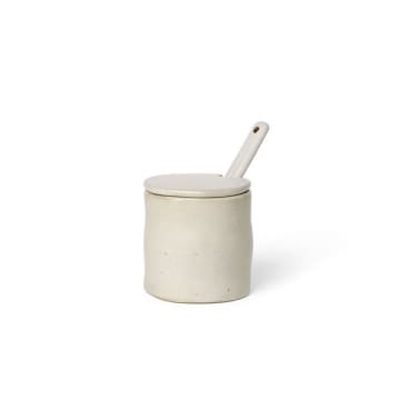| Flow Jar With Spoon | Off White Speckle
