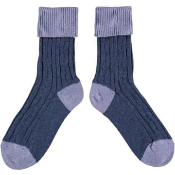 Cashmere Slouch Socks Navy Lavender