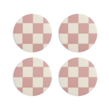 Check Coasters in Pink (Set of 4)