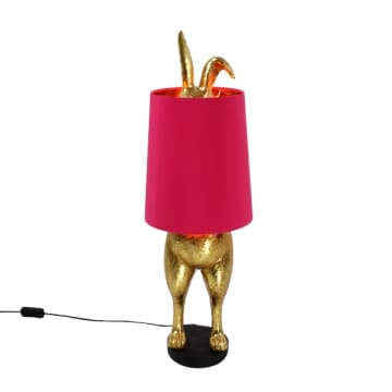 Verstecken der Bunny-Tischlampe mit rosa Farbton