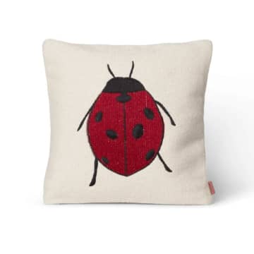 Forest Embroidered Cushion - Ladybird