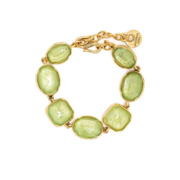 Cabochon bracelet - Lime Green Rock Crystal