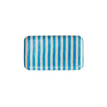 S Francis Tray In Turquoise & Natural Stripe