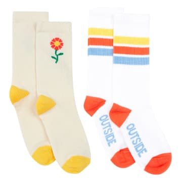 2 Pairs Of Socks - Flower & Look Outside