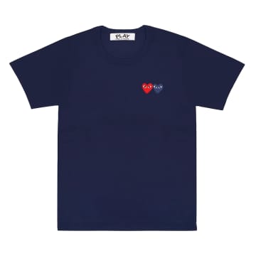 Jouer comme des Garçons | T-shirt avec double coeur | Marine