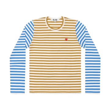 Play Comme Des Garçons | Bi-colour Stripe T-shirt | Mustard/blue