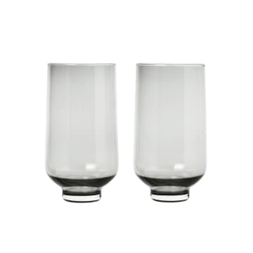 FLOW Set of 2 Glass Tumbler - Smoky Grey (0,4L)