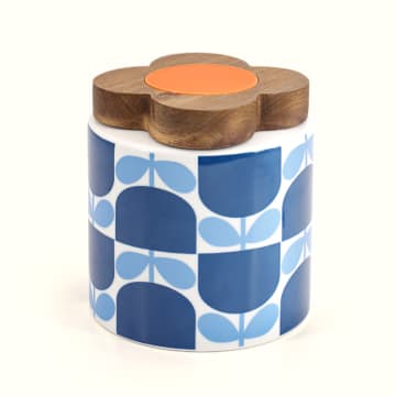 Block Flower Navy Ceramic Storage Jar