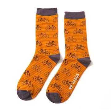 Mr Heron Bikes & Stripes Socks Mustard