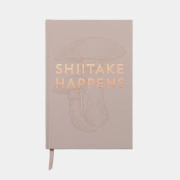 Shiitake Happens Mushroom Journal Notebook, A5 Quirky Gift Idea - Cream