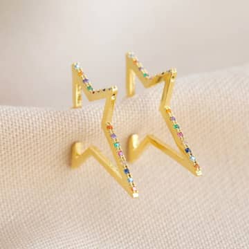 Lisa Angel Rainbow Crystal Star Outline Hoop Earrings