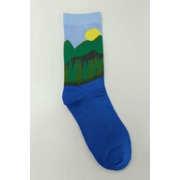 Blue Men's River Landscape Bamboo Socks