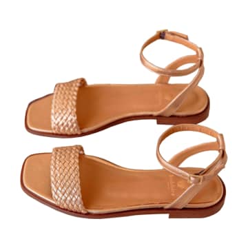 Suzanne Antique Gold Flat Leather Sandals