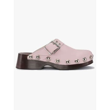 Studded Leather Clogs - Pale Lilac