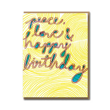Paz, amor, tarjeta de felicitación de cumpleaños