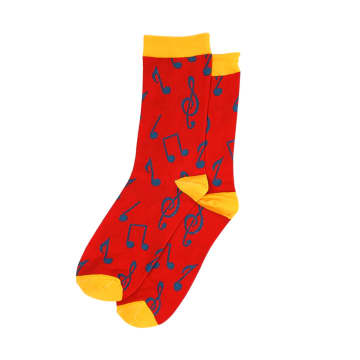 Men's Red and Orange Musical Note Socks