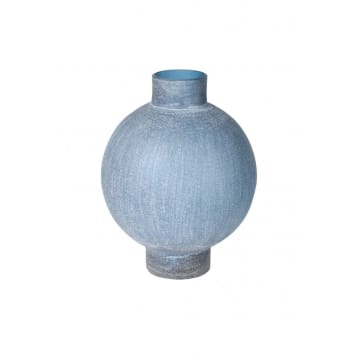 Sandblasted Blue Glass Vase