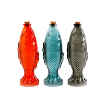 Decorative Glass Koi Fish With Cork Bottle : Orange / Blue or Grey
