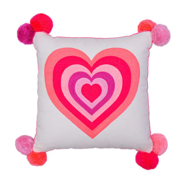 Heart lines - pink embroidered pillow