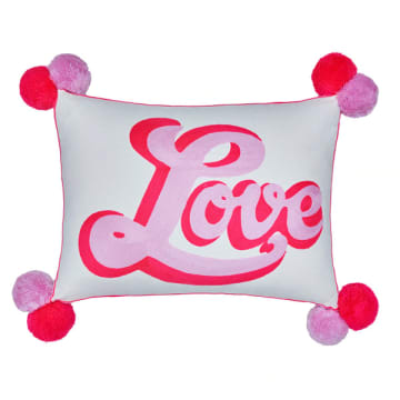 Corsivo Retro Love - pink embroidered cushion