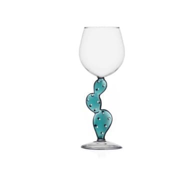 Desert Plant Cactus Wine Glass - turquoise
