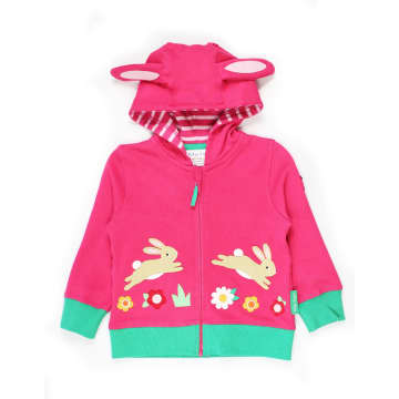 Organic Leaping Bunny Applique Hoodie 