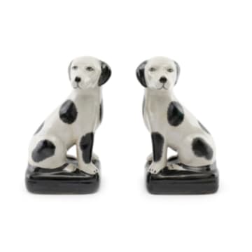 Set of 2 Sitting Black & White Dog Ornaments