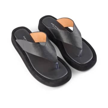 Shoe The Bear Astrid Thong Black Leather Sandals Mules