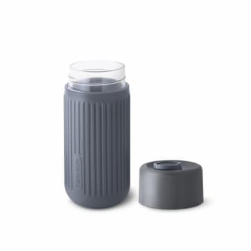 Black-blum Travel Cup In Tough Borosilicate Glass With Silicone Cover 340ml (12fl Oz) - Grey/slate