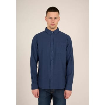 Melange Flannel Custom Fit Shirt - Estate Blue