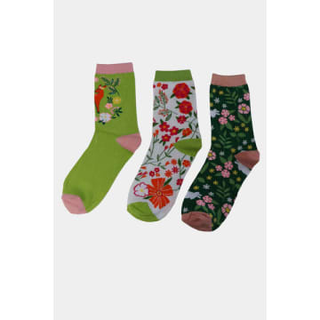 Green Women's Woodland Sock Gift Box - Set Of 3