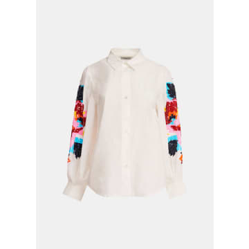 White Cotton Embroidered Puffed-sleeve Shirt