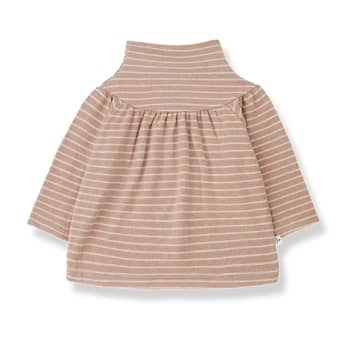 Patricia Long Sleeved High Neck Top In Rose Stripe