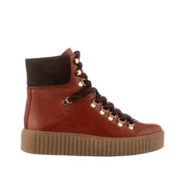 Agda Red Brown Leather Boots