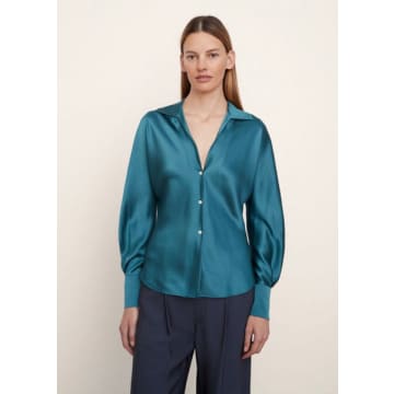Fitted Silk Blouse Blue