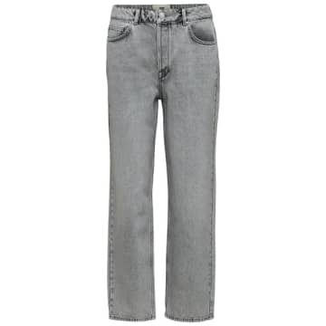 Grey Denim High Waist Straight Fit Jeans