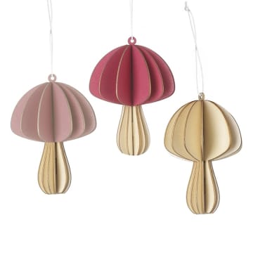 Wooden Toadstool Christmas Decorations
