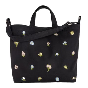 Bolso Horizontal Duck - Black Embroidered Ditsy Floral