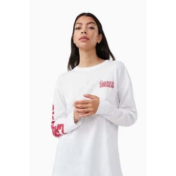 Ganni Light Jersey Layered Long Sleeve T-shirt In White | ModeSens