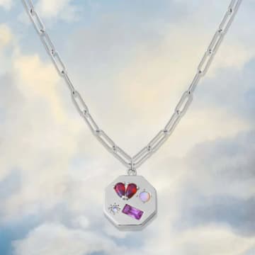 Heartbreaker Gemstone Necklace In Silver In Metallic