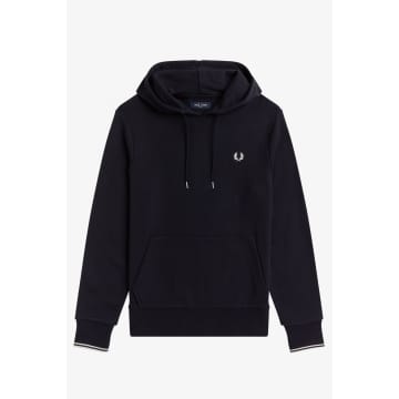 Fred Perry Navy M2643 Tipped Hooded Sweatshirt In Blue | ModeSens
