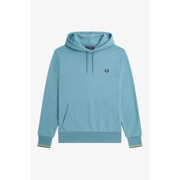 Fred Perry Ash Blue M2643 Tipped Hooded Sweatshirt | ModeSens