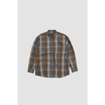 Auralee Super Light Wool Check Shirt Blue/brown | ModeSens