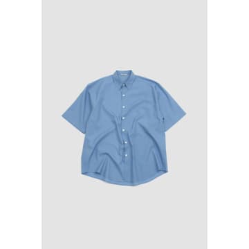 Auralee Washed Finx Twill Big Half Sleeve Shirt Blue | ModeSens