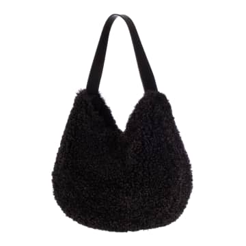 Black Sheepskin Luxury Faux Fur Slouch Bag