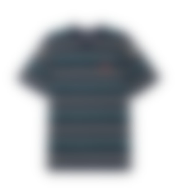 BUTTERGOODS Base Stripe T-Shirt - Navy / Khaki / Teal